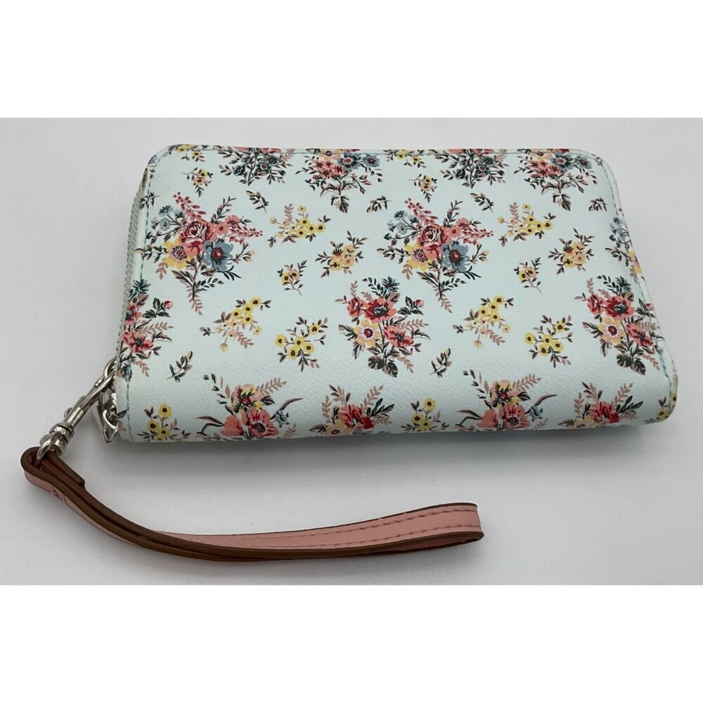 Wild Fable Lt Mint Floral Faux Leather Wristlet Wallet Phone Holder Zipper NWOT - Picture 4 of 7
